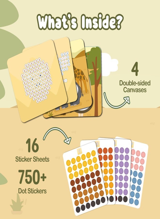 بينكا مجموعة أنشطة فن النقاط من بينكا دوتيز، أكثر من 750 ملصقًا، أنشطة حيوانات برية بدون فوضى، فن ملصقات النقاط للأطفال الصغار، أنشطة سفر للأطفال، مجموعات حرفية وهدايا للأولاد والبنات من سن 4 و5 و6 و7 سنوات - Image 2